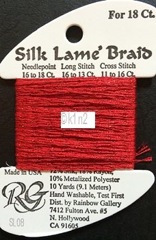 08 RED  SILK LAME BRAID