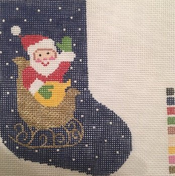 LEE BX01-SANTA IN SLEIGH MINI SOCK by Lee's Needlearts