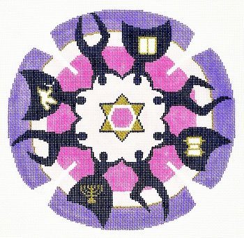 LEEJ180-DANCERS PINK BORDER YARMULKE by Lee's Needlearts