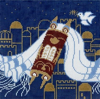 LeeJ203Tf-NAVY GOLD TORAH TALLIS TEFILLIN by Lee's Needlearts