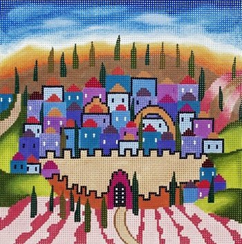 LEEJ205Tf-JERUSALEM LANDSCAPE TEFILLIN  by REBECCA SHORE