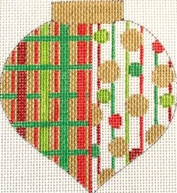PMcL 1270 RED AND GREEN ROUND ORNAMENT 3.5" by Penny McLeod