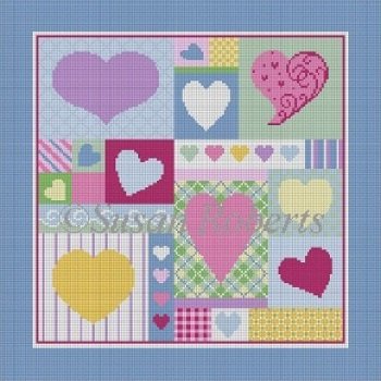PATCHWORK HEARTS by Susan Roberts STITCH GUIDE SR1056sg