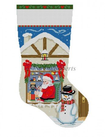 SR3213 SANTA WORKSHOP NUTCRACKER STOCKING by Susan Roberts