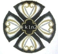 SREP1159Y-BLACK SILVER AND GOLD YARMULKE by Susan Roberts