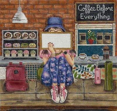 LULU LEMON COFFEE BEFORE EVERYTHING STITCHING GIRL by Gayla Elliot STITCH GUIDE GEP375sg 